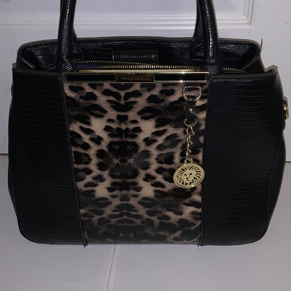 Anne Klein prude, black with leopard print - Picture 1 of 5